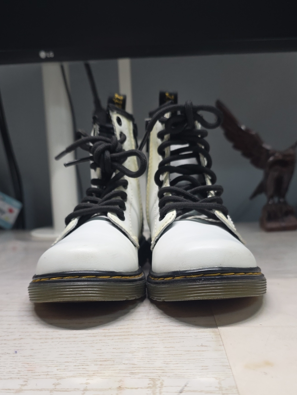 Dr. Martens 1460  J Size 11 white Toddler Combat Boots Side Zip
